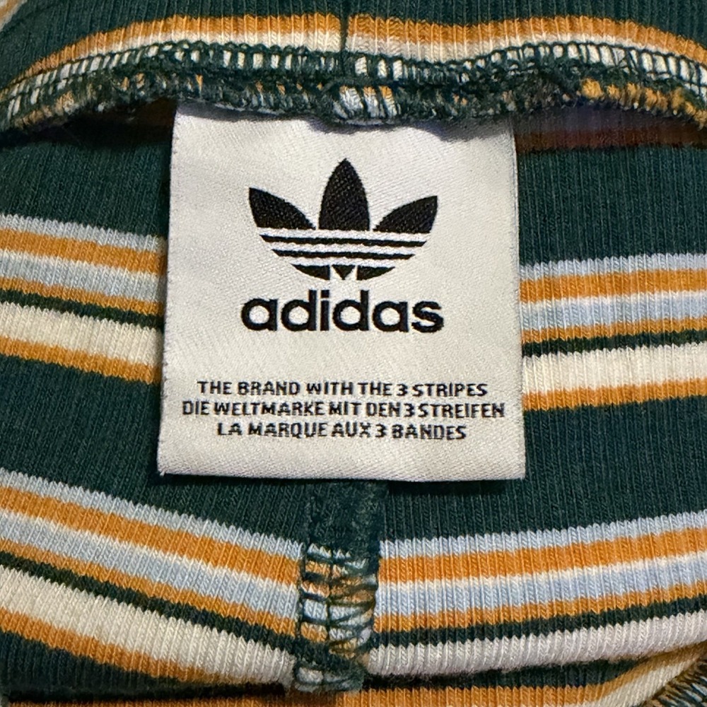 adidas Originals '80s Short Shorts Green Yellow White Striped Women's Size XS - Picture 3 of 8